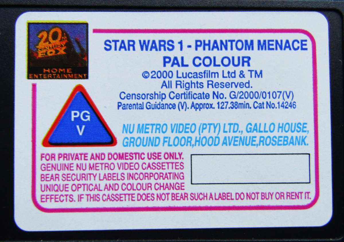 Star Wars 1 - The Phantom Menace - Movie VHS Tape (2000)