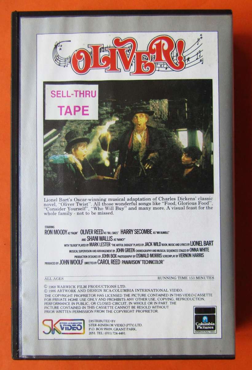 Oliver! - Classic Movie VHS Tape (1986)