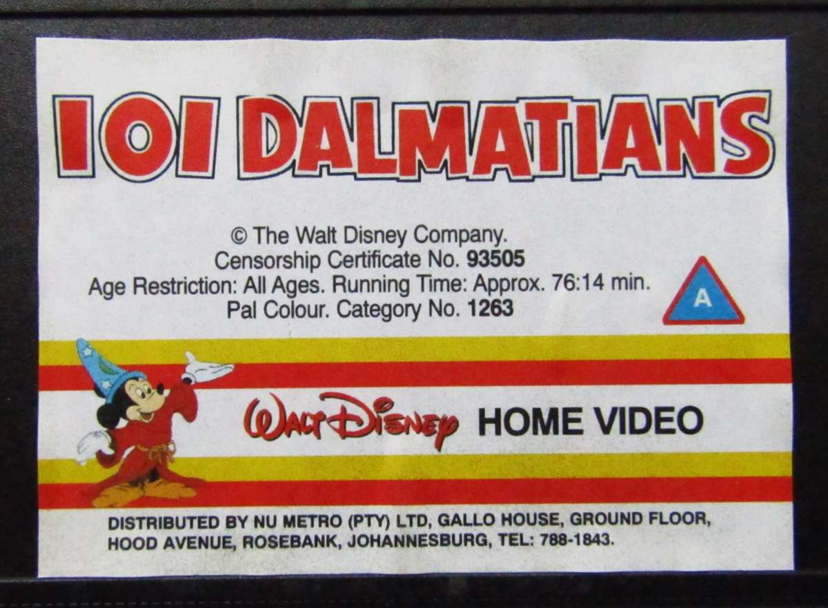 101 Dalmatians - Walt Disney VHS Tape