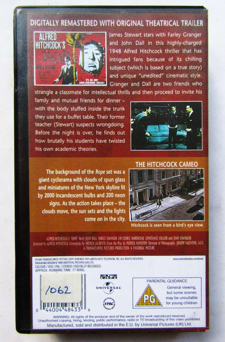 Rope - Alfred Hitchcock - Movie VHS Tape (1999)