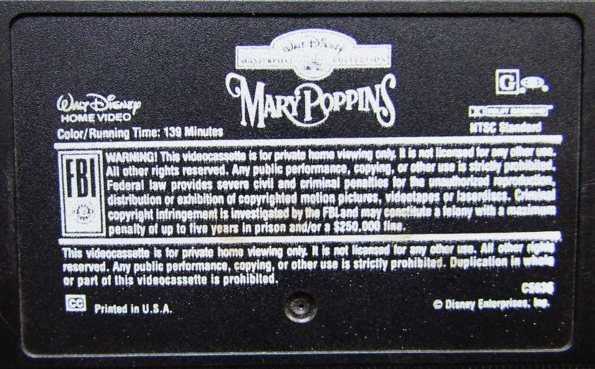 Mary Poppins - Walt Disney - USA Edition VHS Tape