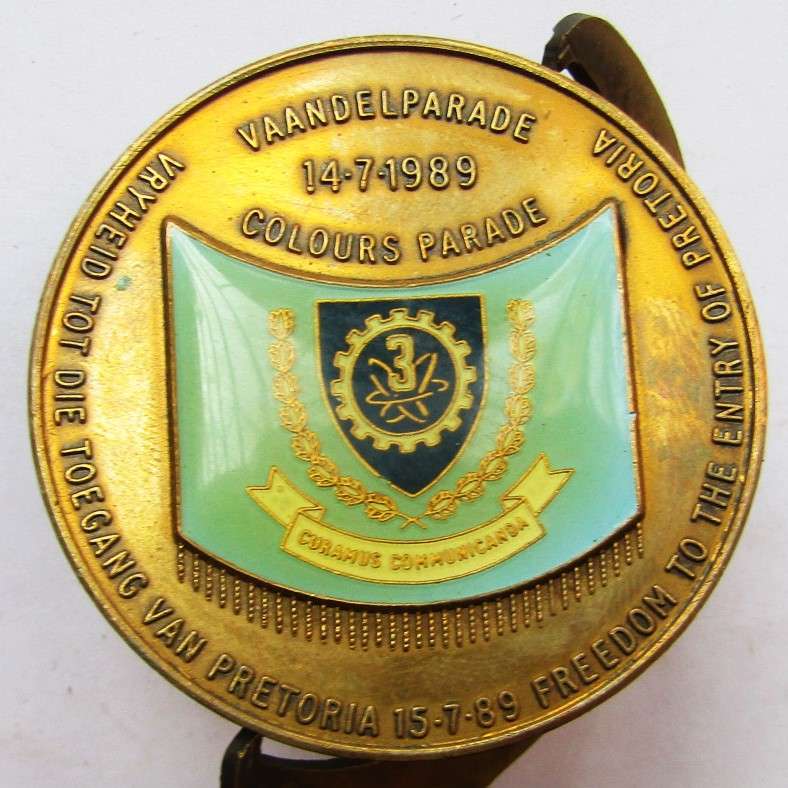 1989 SADF 3 Electronic Workshop Pretoria Parade Medal Plaque