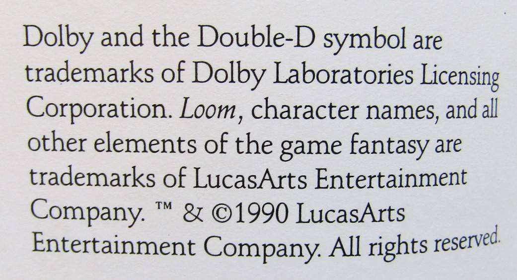 Manual for a Loom PC Game (1990)