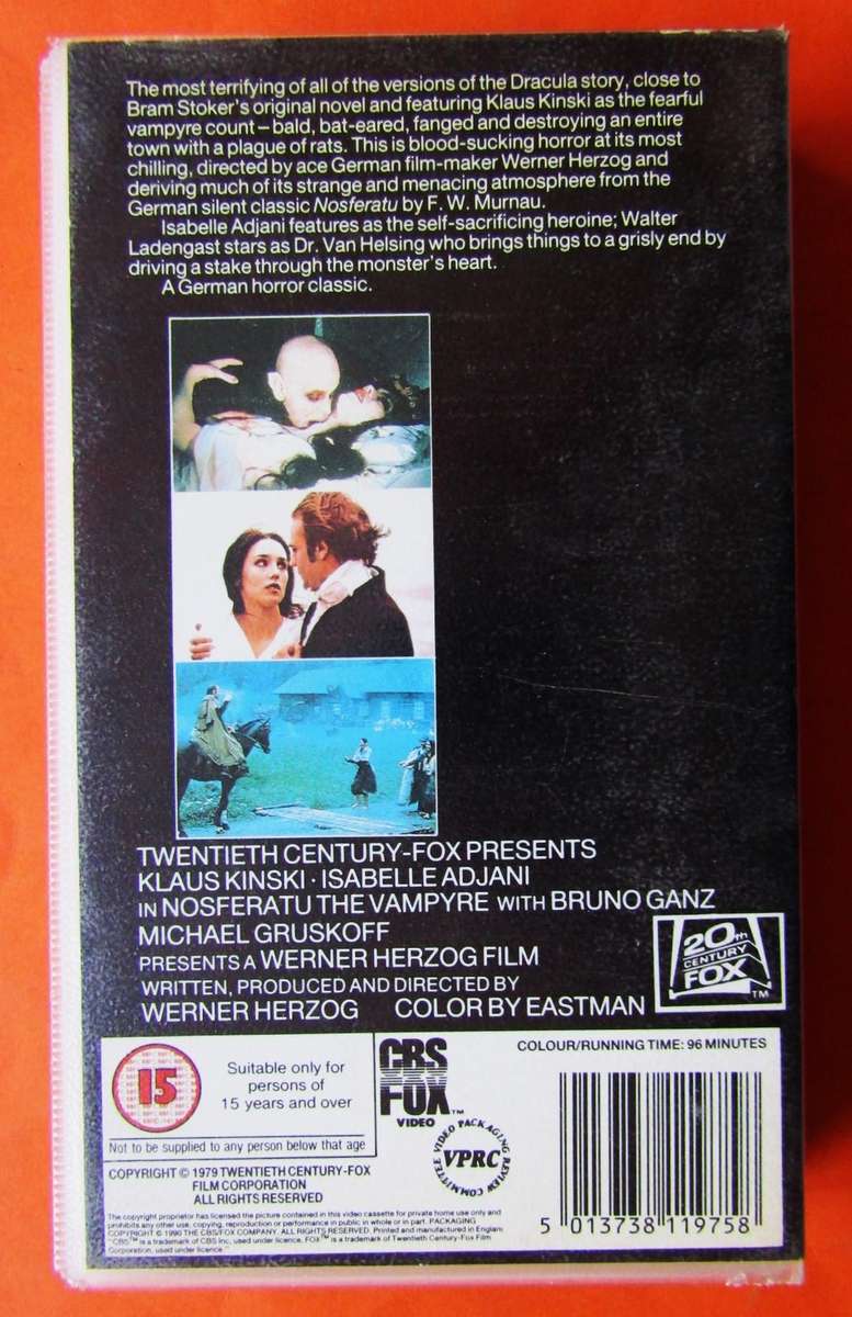 Nosferatu the Vampyre - Horror Movie VHS Tape (1990)