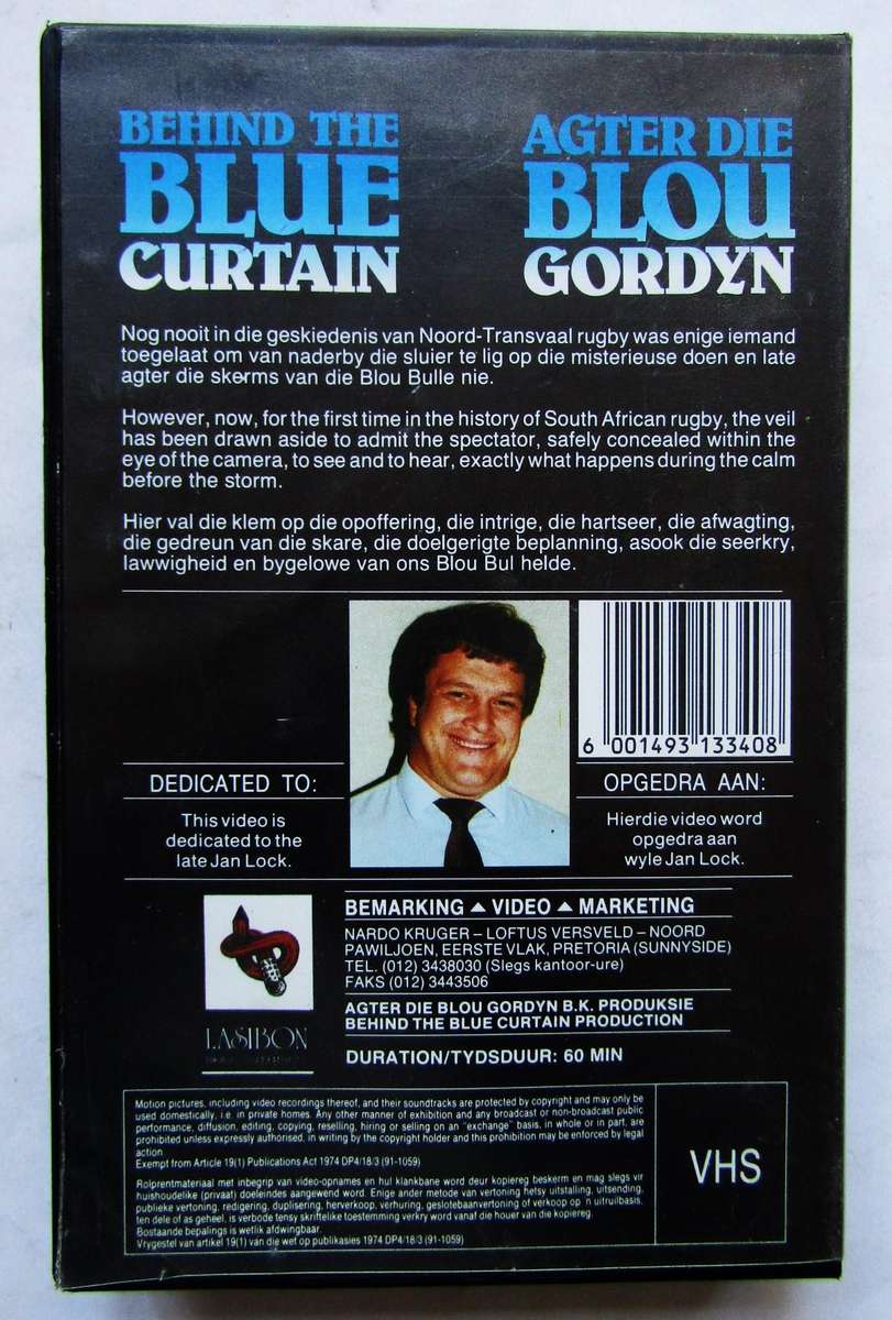 Behind the Blue Curtain - Noord Transvaal Rugby VHS Video Tape (1991)
