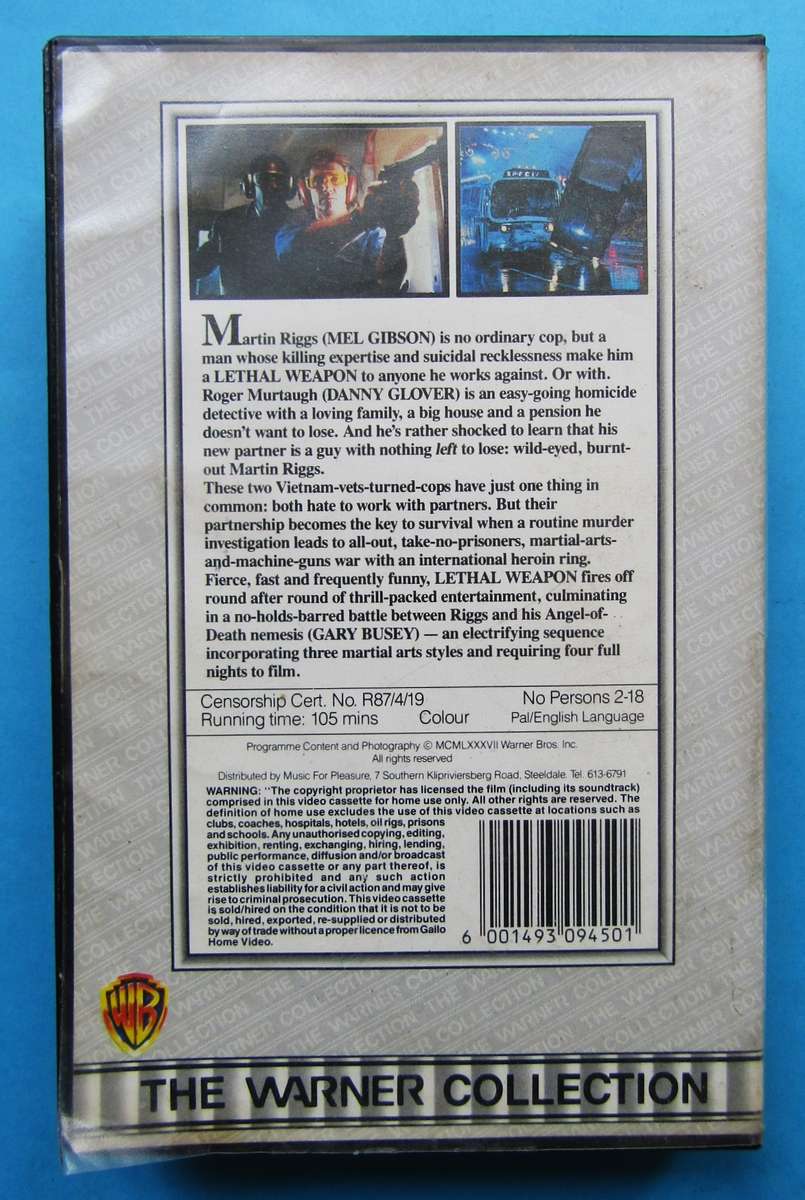 Lethal Weapon - Mel Gibson - Movie VHS Tape (1987)