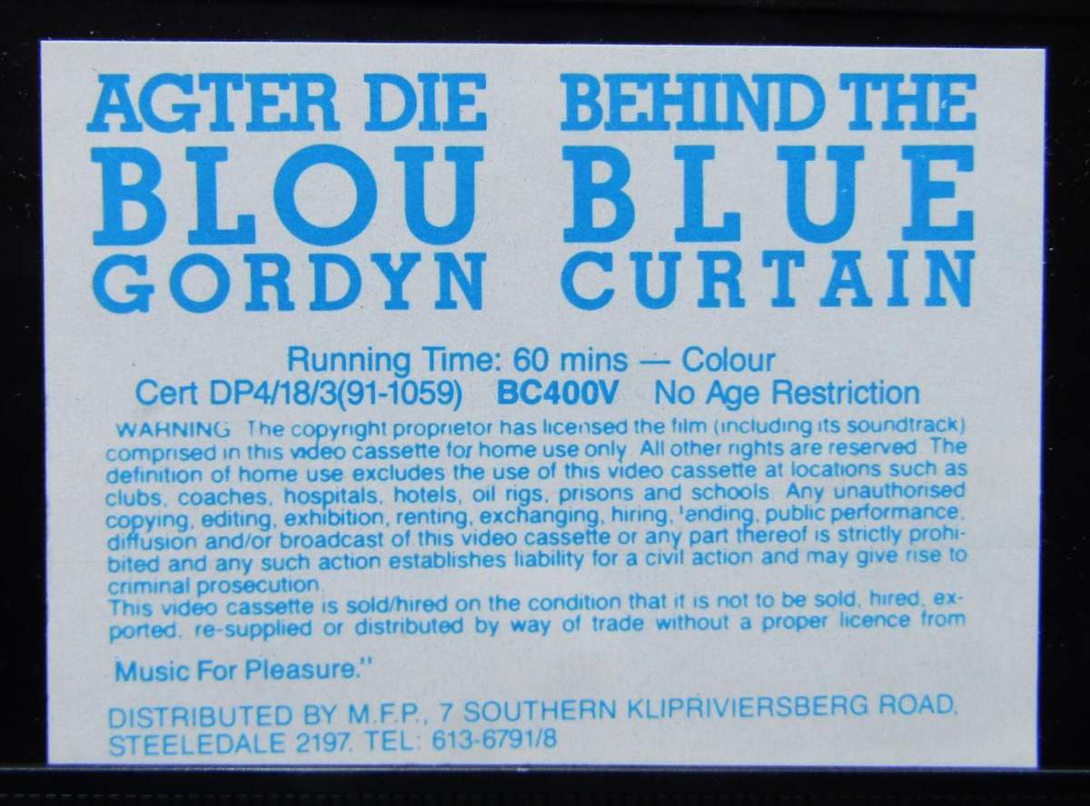 Behind the Blue Curtain - Noord Transvaal Rugby VHS Video Tape (1991)