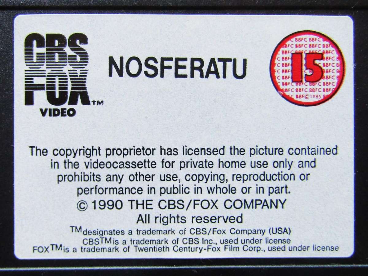 Nosferatu the Vampyre - Horror Movie VHS Tape (1990)