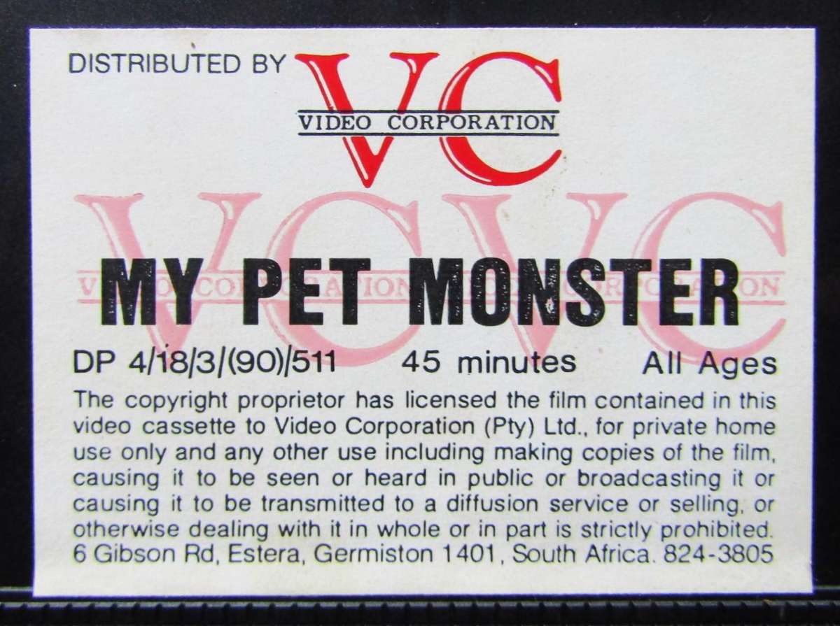 My Pet Monster - TV Series VHS Tape (1990)
