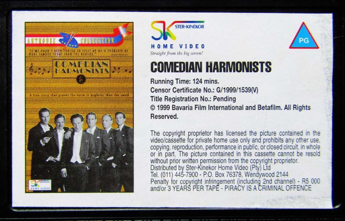 Comedian Harmonists - Movie VHS Tape (1999)