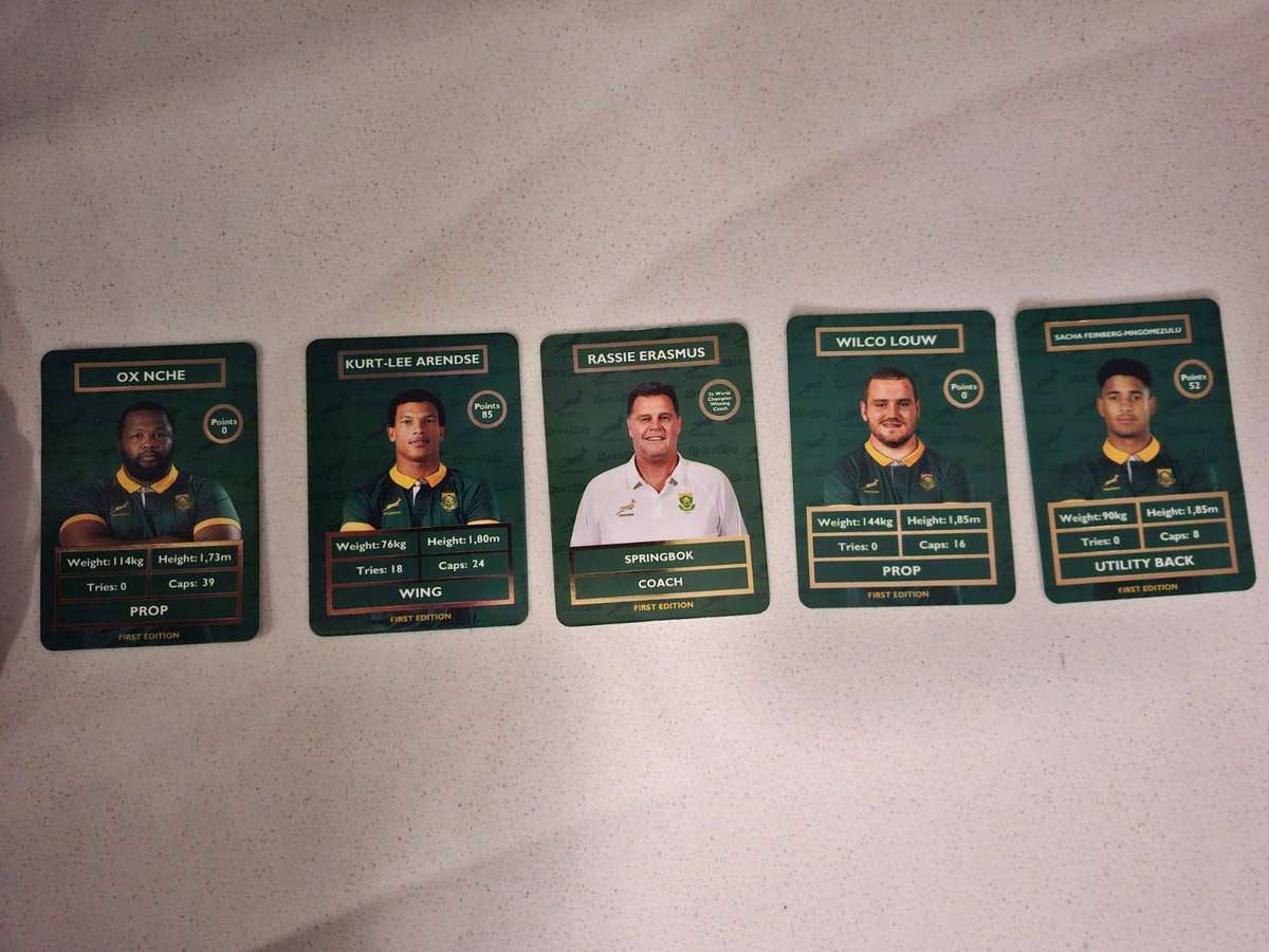 5 of the New Pick 'n Pay Springbok Rugby Trading Cards