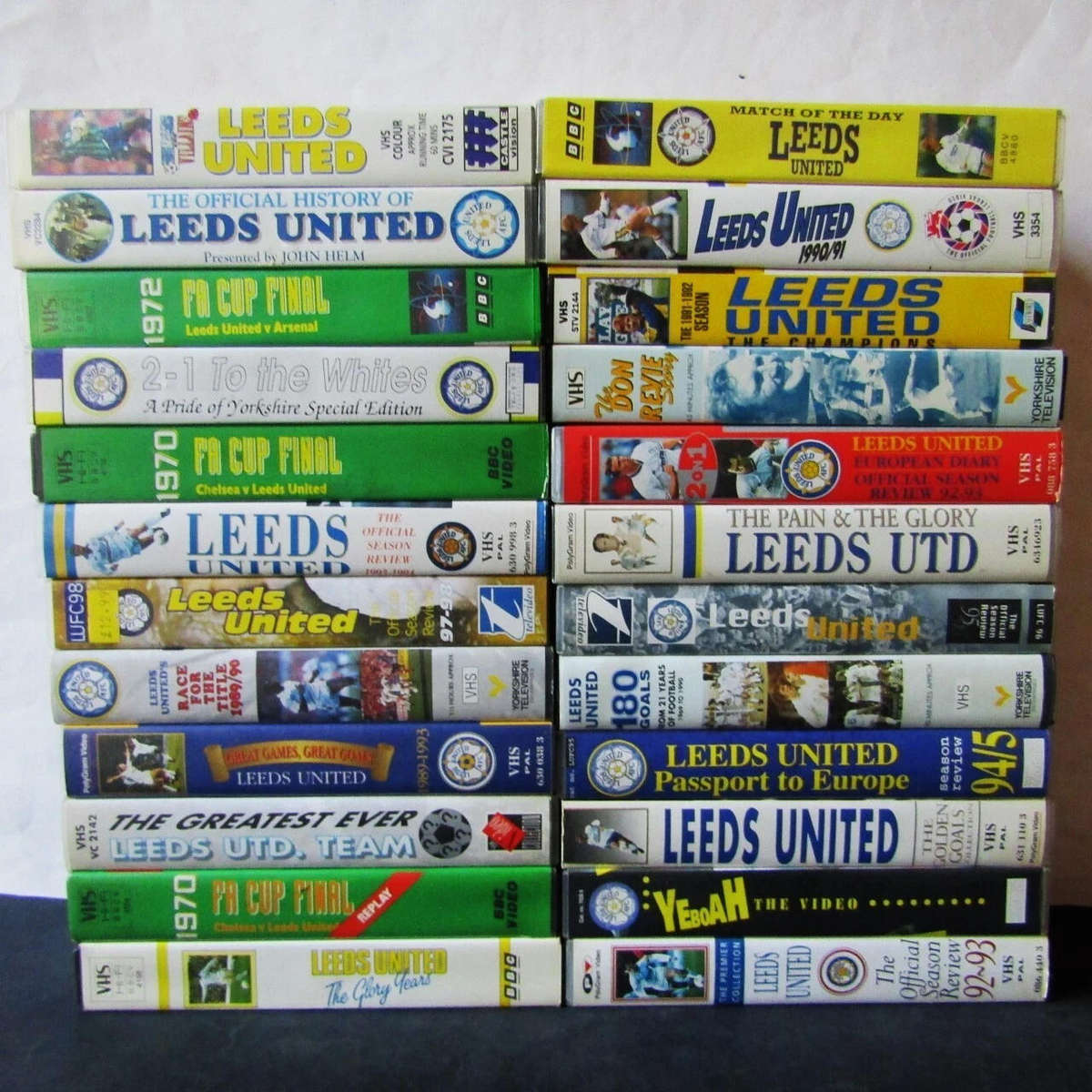 Lot of 24 Old Leeds United Football Club VHS Video Tapes