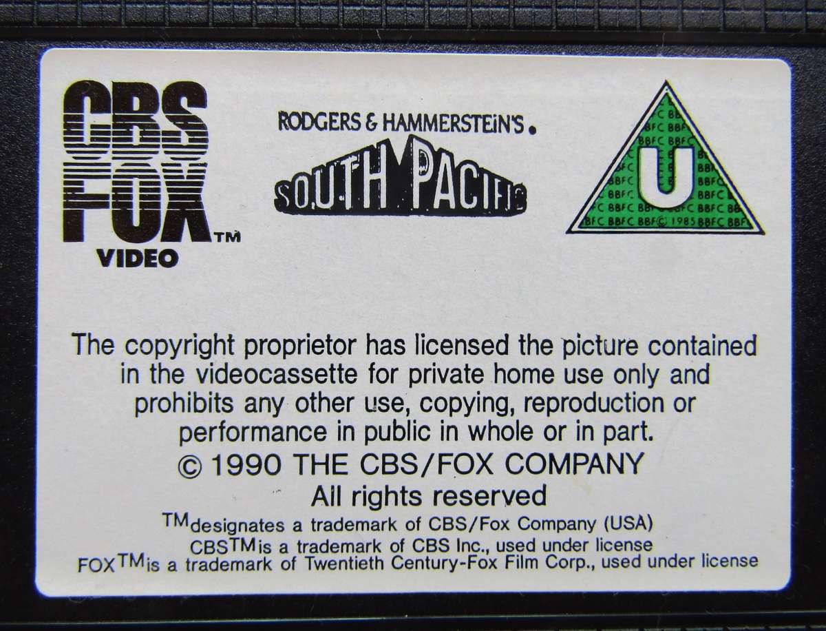 South Pacific - Movie VHS Tape (1990)