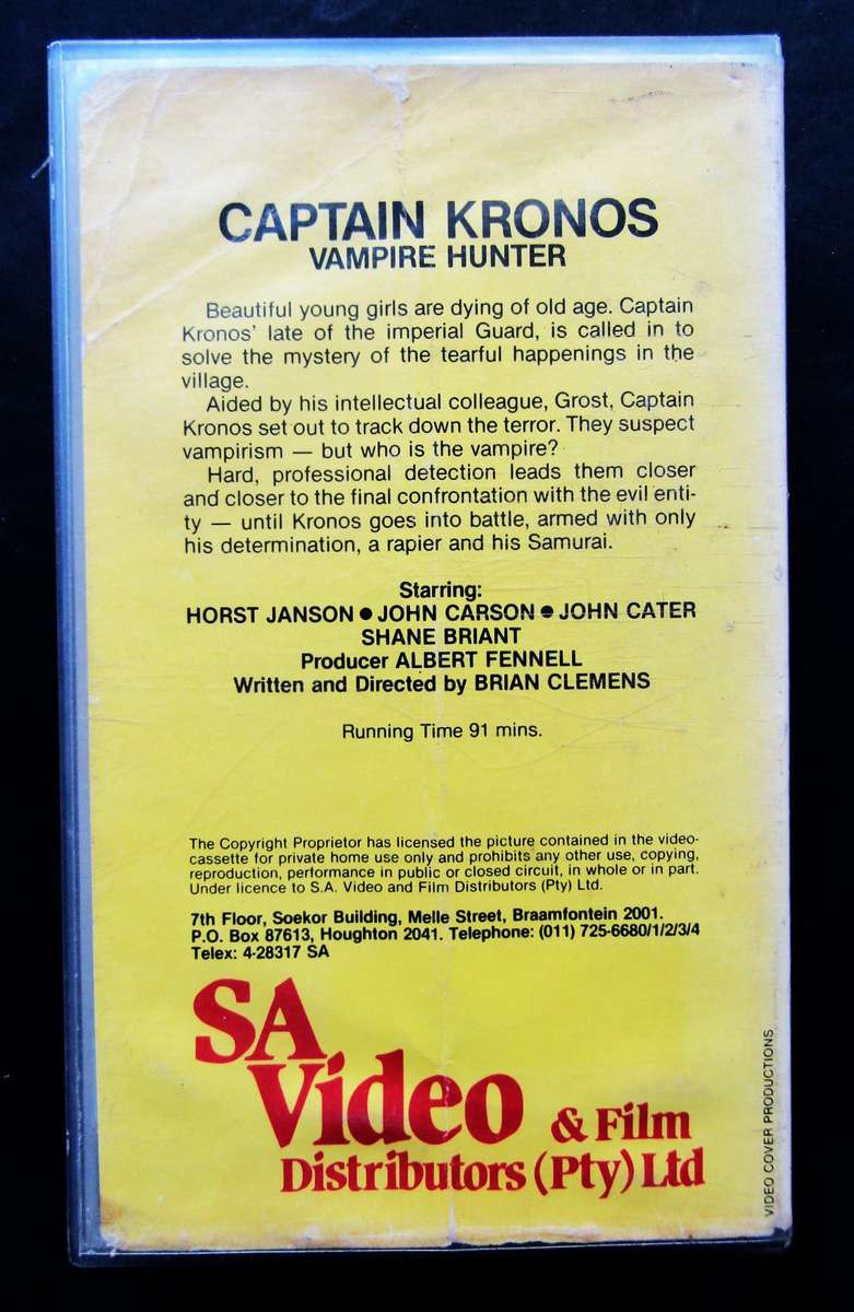 Captain Kronos: Vampire Hunter - Horror Movie VHS Tape (1974)