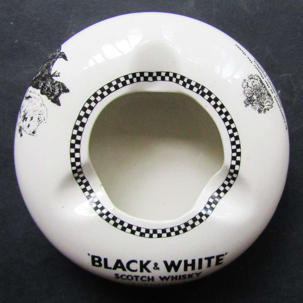 Old Black & White Scotch Whisky Ashtray - Made in England