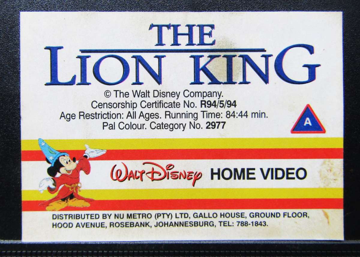 The Lion King - Walt Disney VHS Tape (1994)