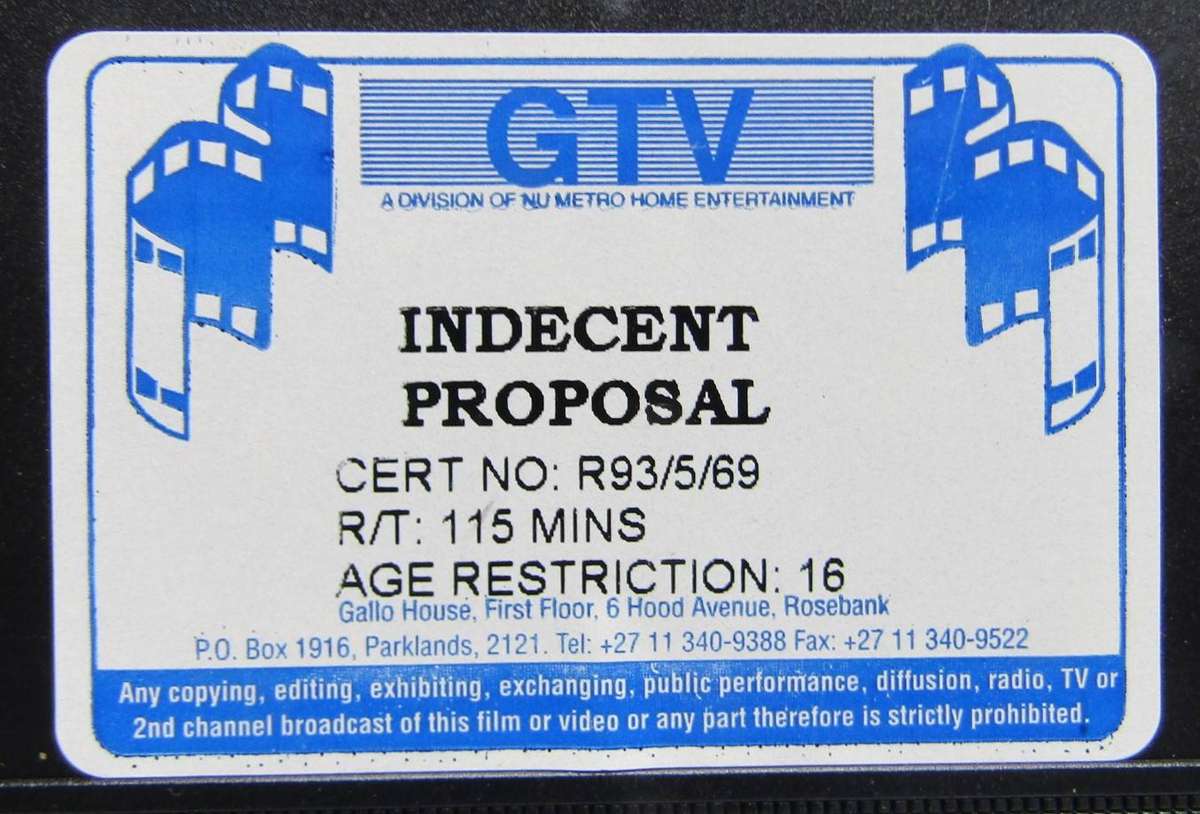 Indecent Proposal - Robert Redford - Movie VHS Tape (1993)