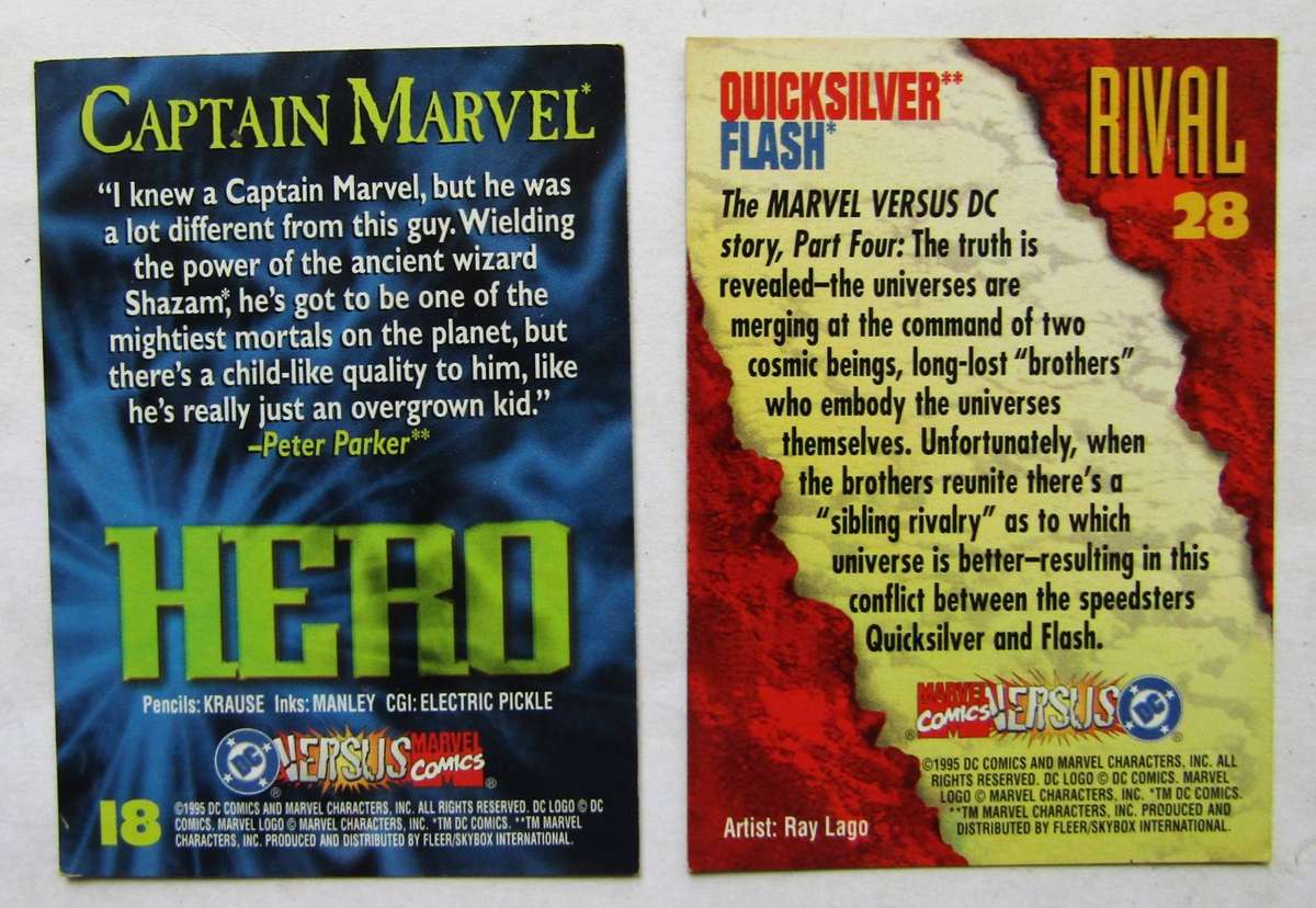 Lot of 9 Marvel vs DC Comics Trading Cards from 1995