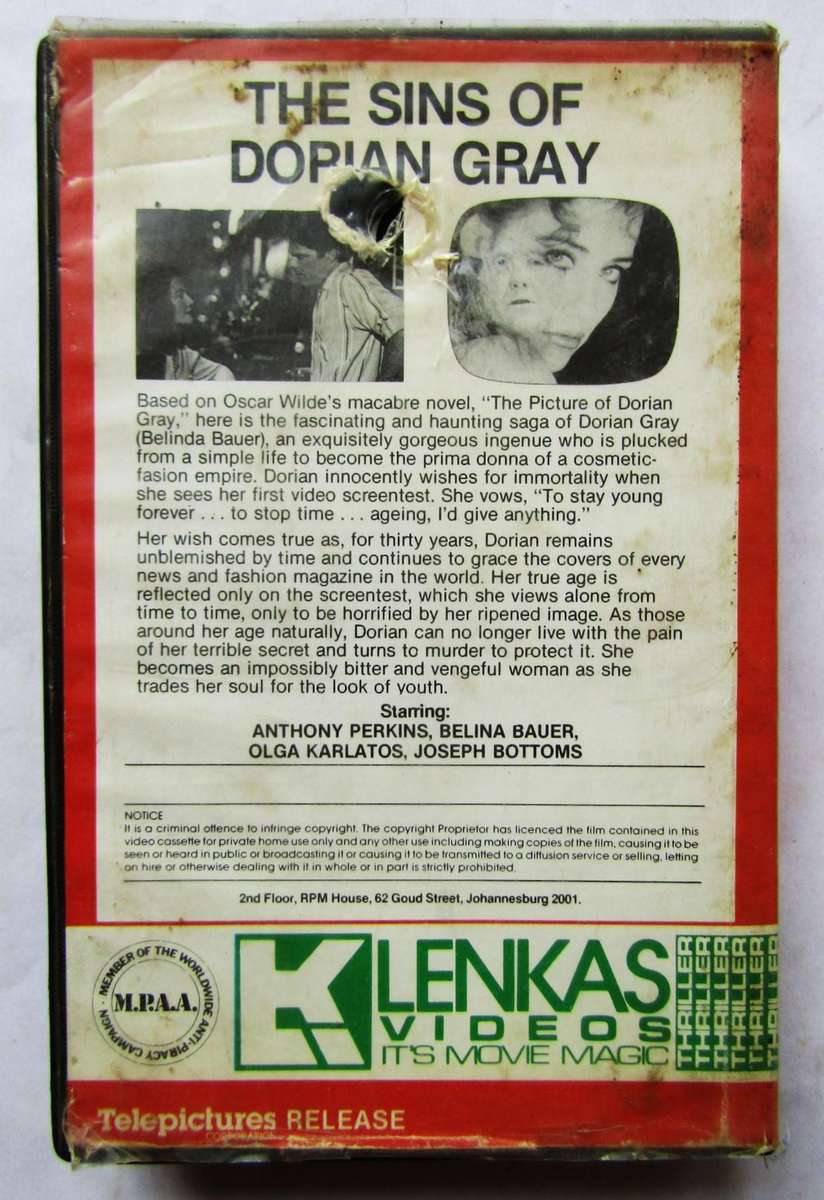 The Sins of Dorian Gray - 80's Horror Movie VHS Tape