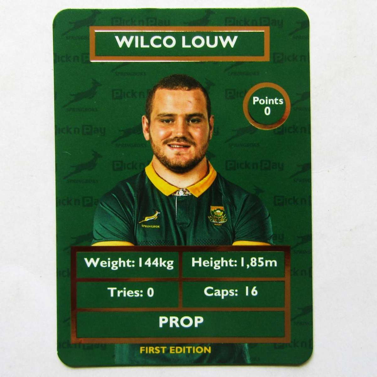 Wilco Louw - New Pick 'n Pay Springbok Rugby Trading Card