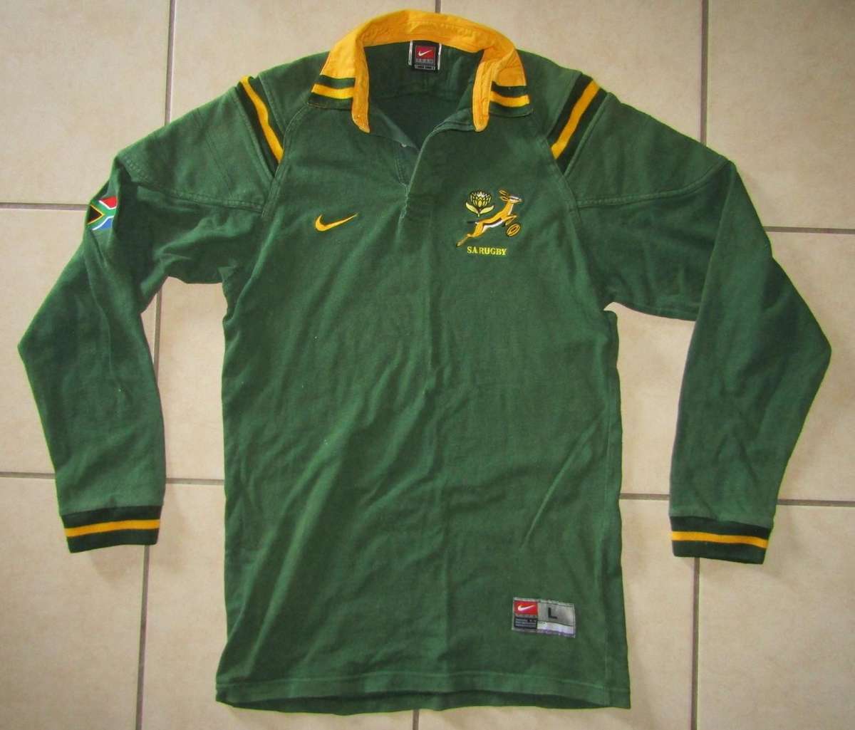 Old Nike Long Sleeve Springbok Rugby Jersey - Large Size