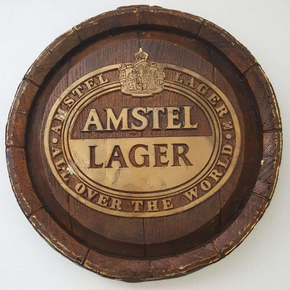 Old Amstel Lager Beer Barrel Sign