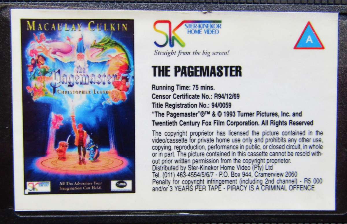 The Pagemaster - Macaulay Culkin - Movie VHS Tape (1994)