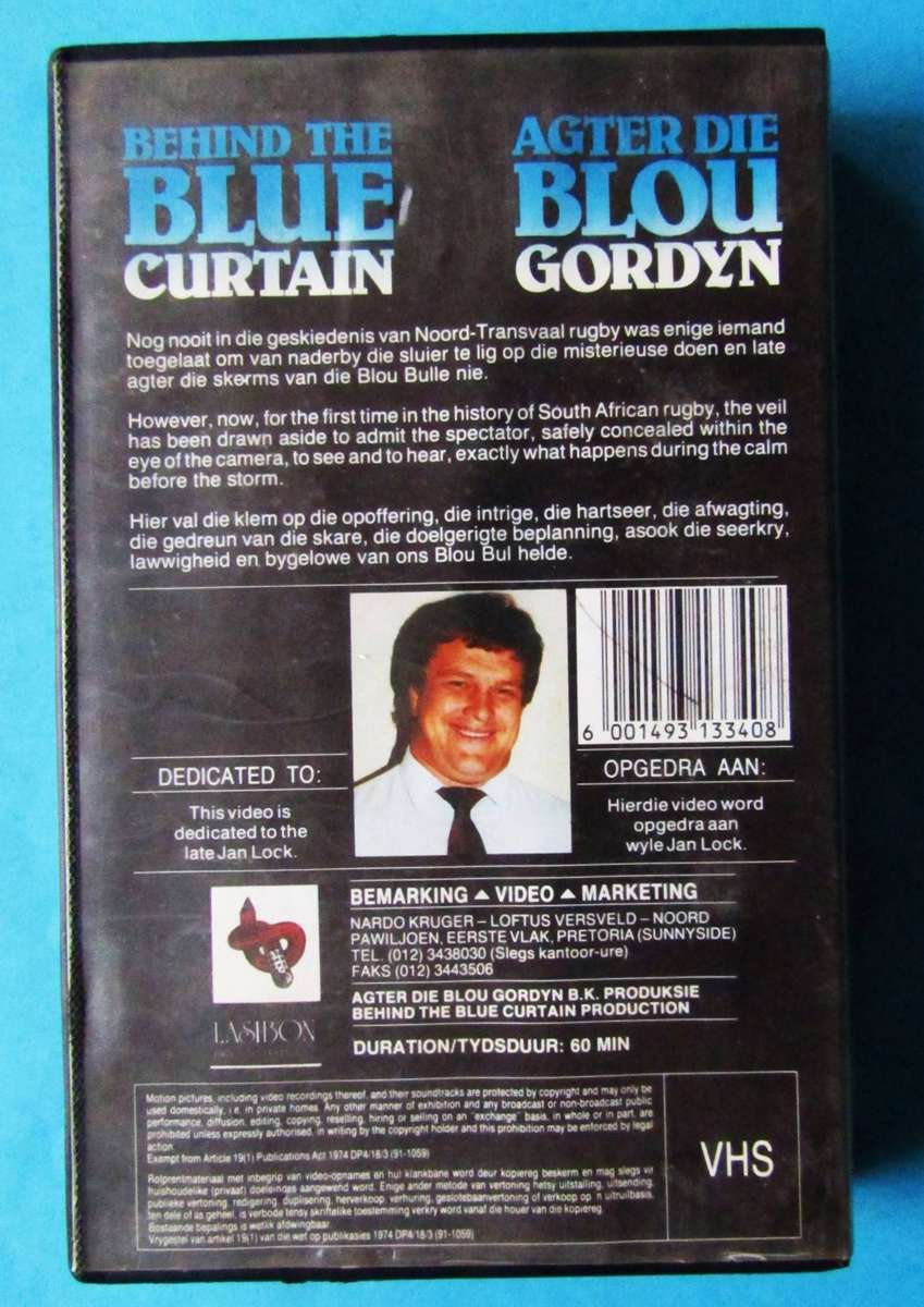Behind the Blue Curtain - Noord Transvaal Rugby VHS Video Tape (1991)