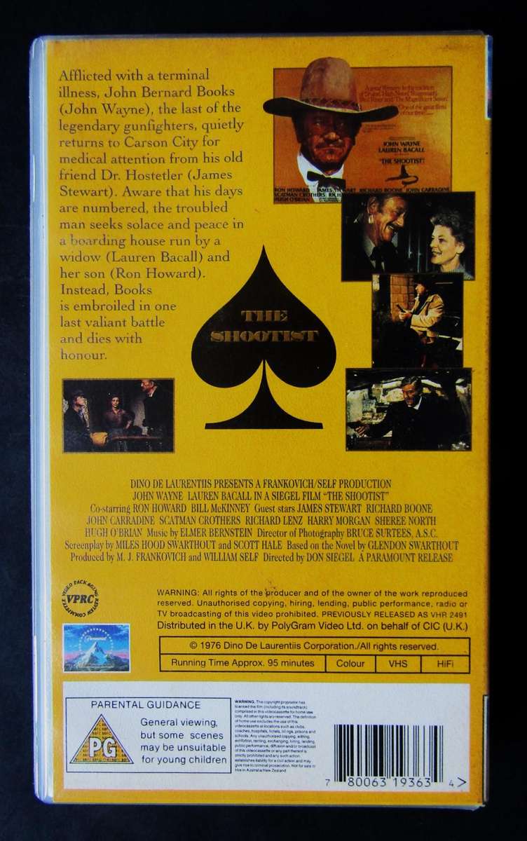 The Shootist - John Wayne - Movie VHS Tape (1976)