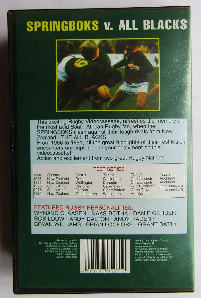 Old Springboks vs All Blacks Rugby VHS Video Tape