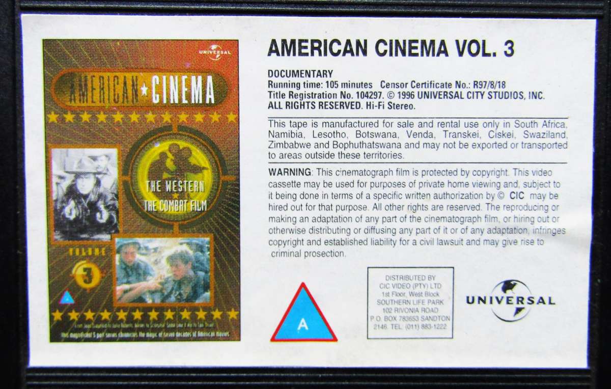 American Cinema Vol 3 - VHS Video Tape (1996)