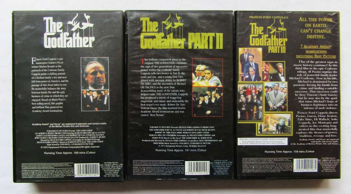 The Godfather 1 to 3 - Movie VHS Tapes