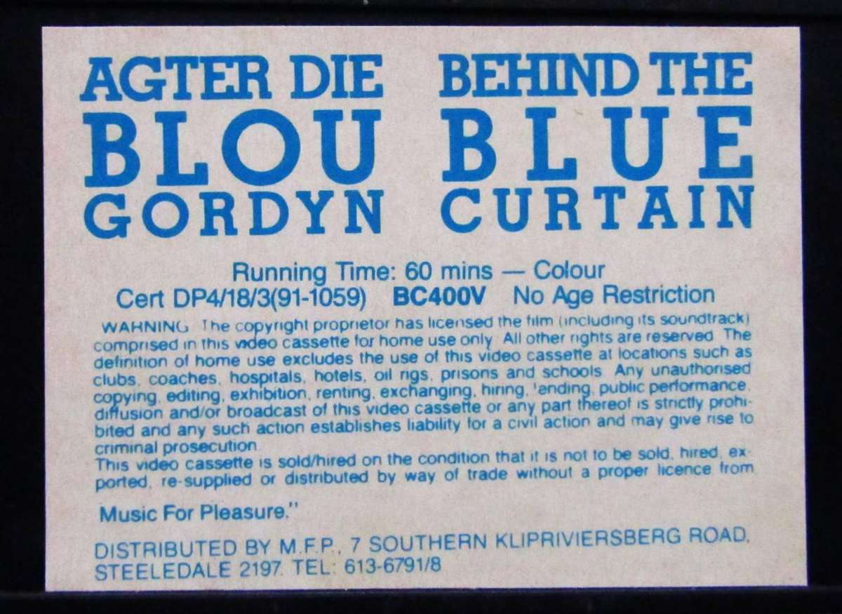 Behind the Blue Curtain - Noord Transvaal Rugby VHS Video Tape (1991)