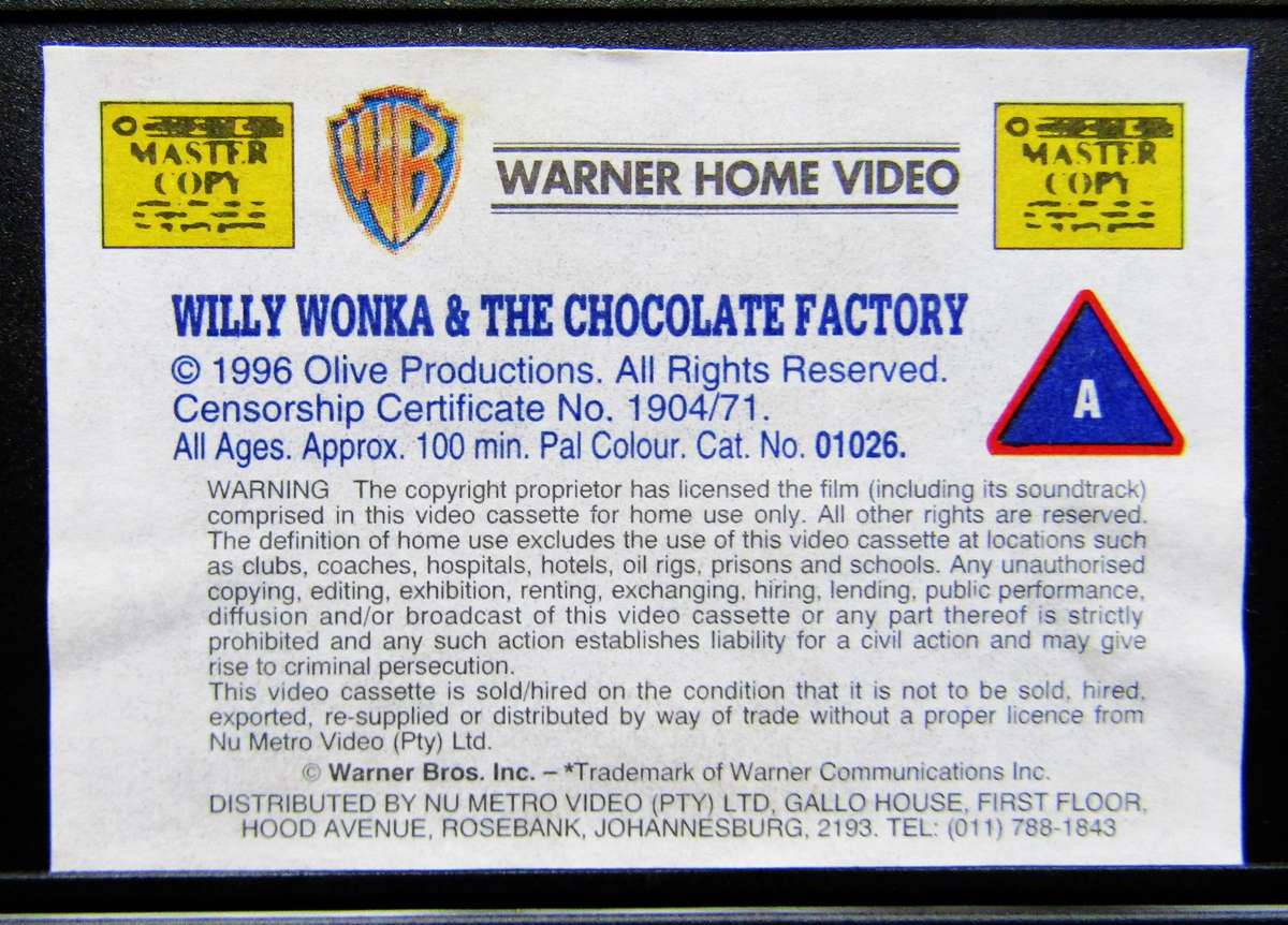 Willy Wonka & the Chocolate Factory - Movie VHS Tape (1996)
