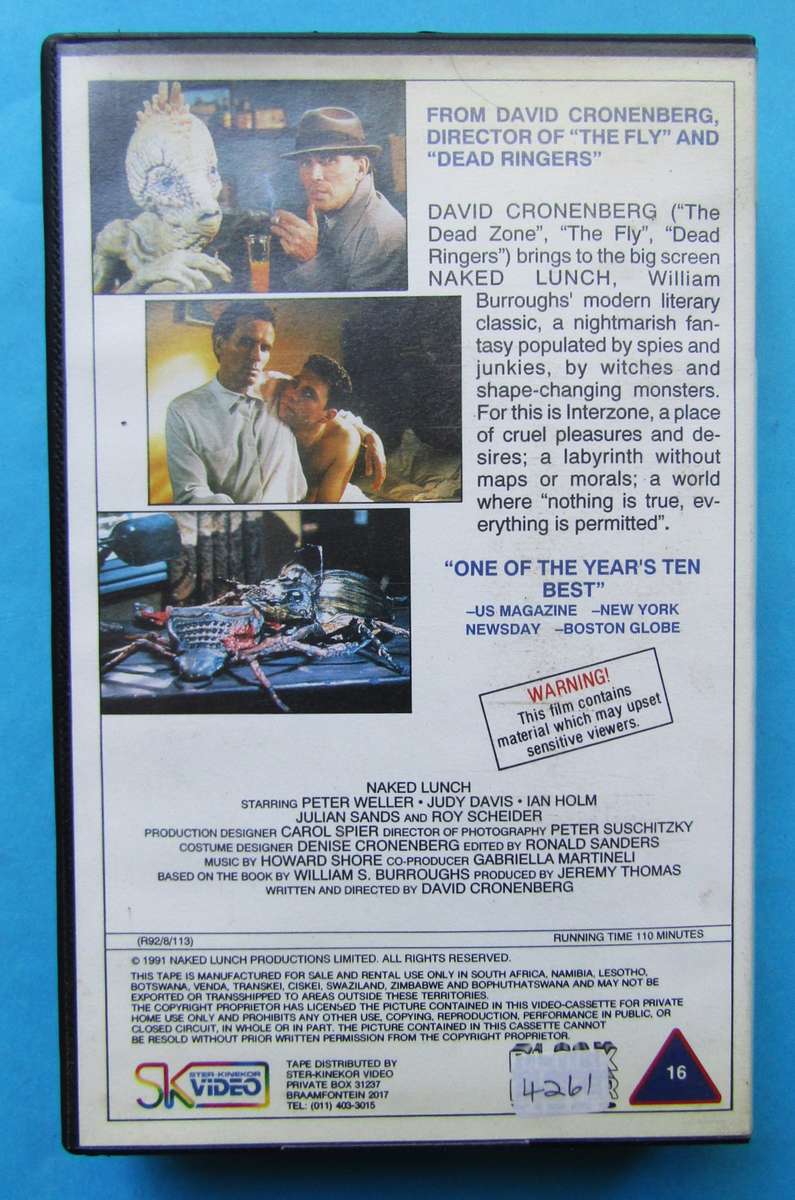 Naked Lunch - Peter Weller - Dark Comedy Movie VHS Tape (1991)