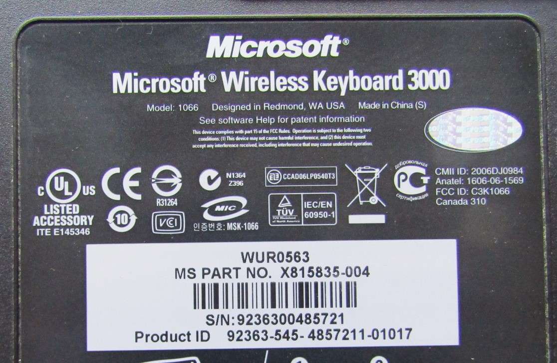 Old Microsoft Wireless 3000 Keyboard