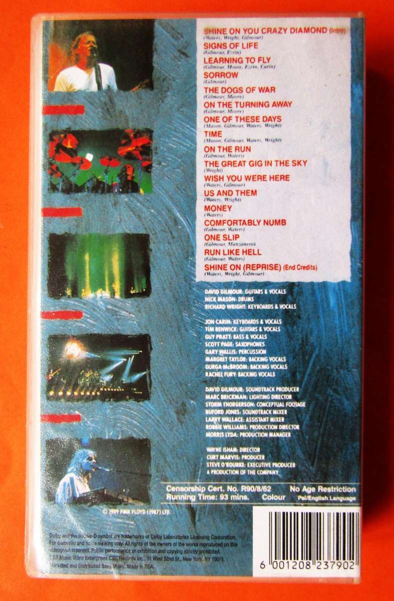 Pink Floyd in Concert - VHS Video Tape (1989)
