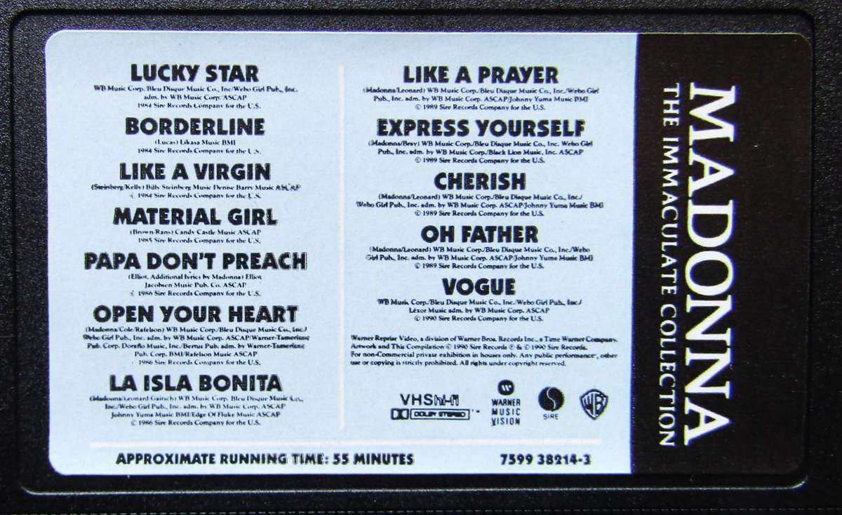 Madonna - The Immaculate Collection - VHS Video Tape (1990)