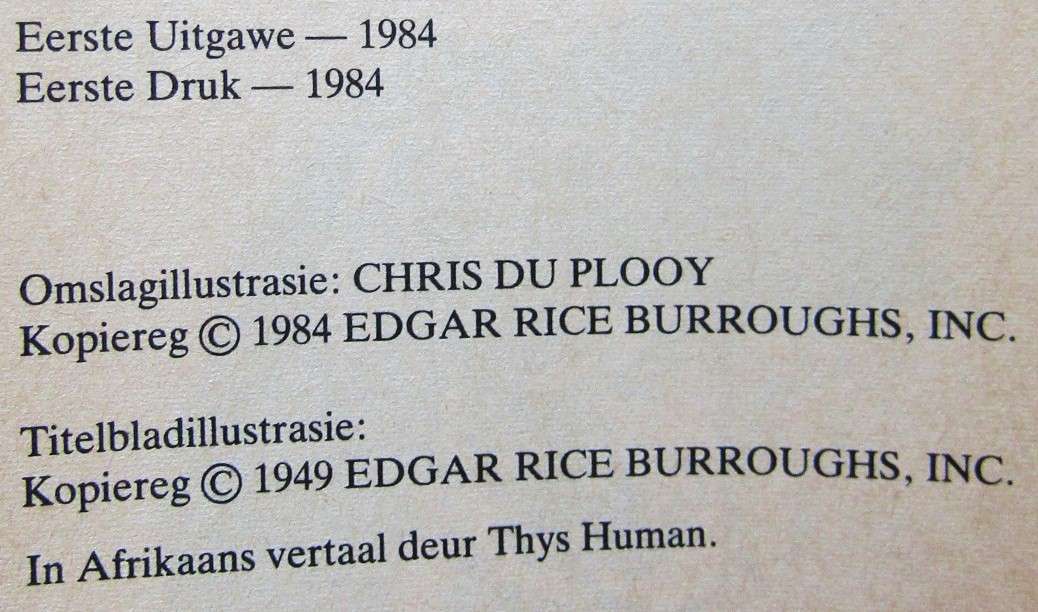 Tarzan - Afrikaans Paperback Book (1984)
