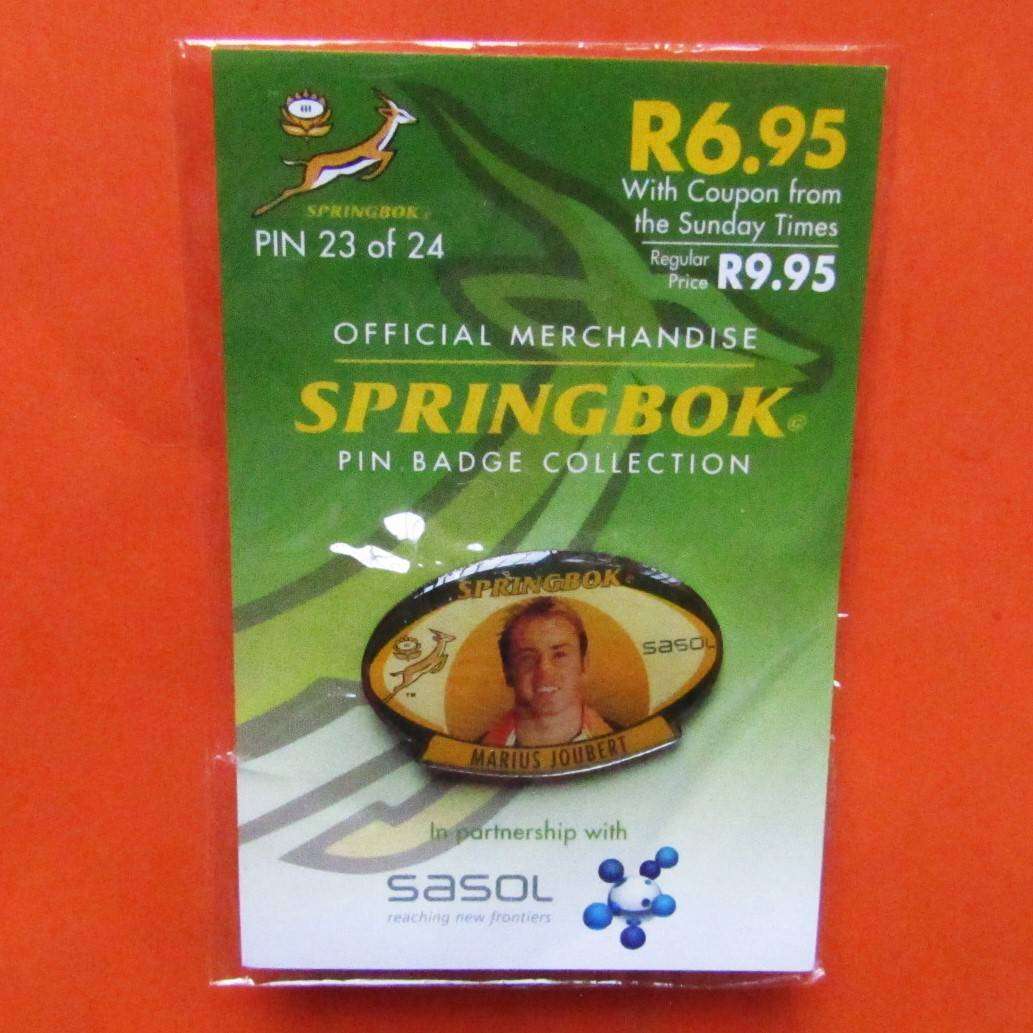 Marius Joubert Springbok Rugby Pin Badge