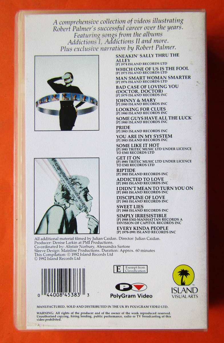 Robert Palmer - Addictions - VHS Video Tape (1992)