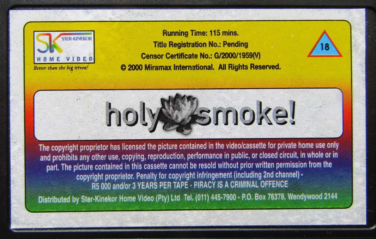 Holy Smoke - Kate Winslet - Movie VHS Tape (2000)
