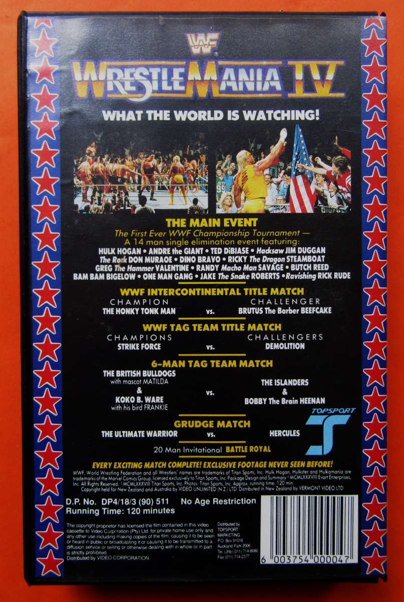WrestleMania IV - WWF Wrestling VHS Video Tape (1990)