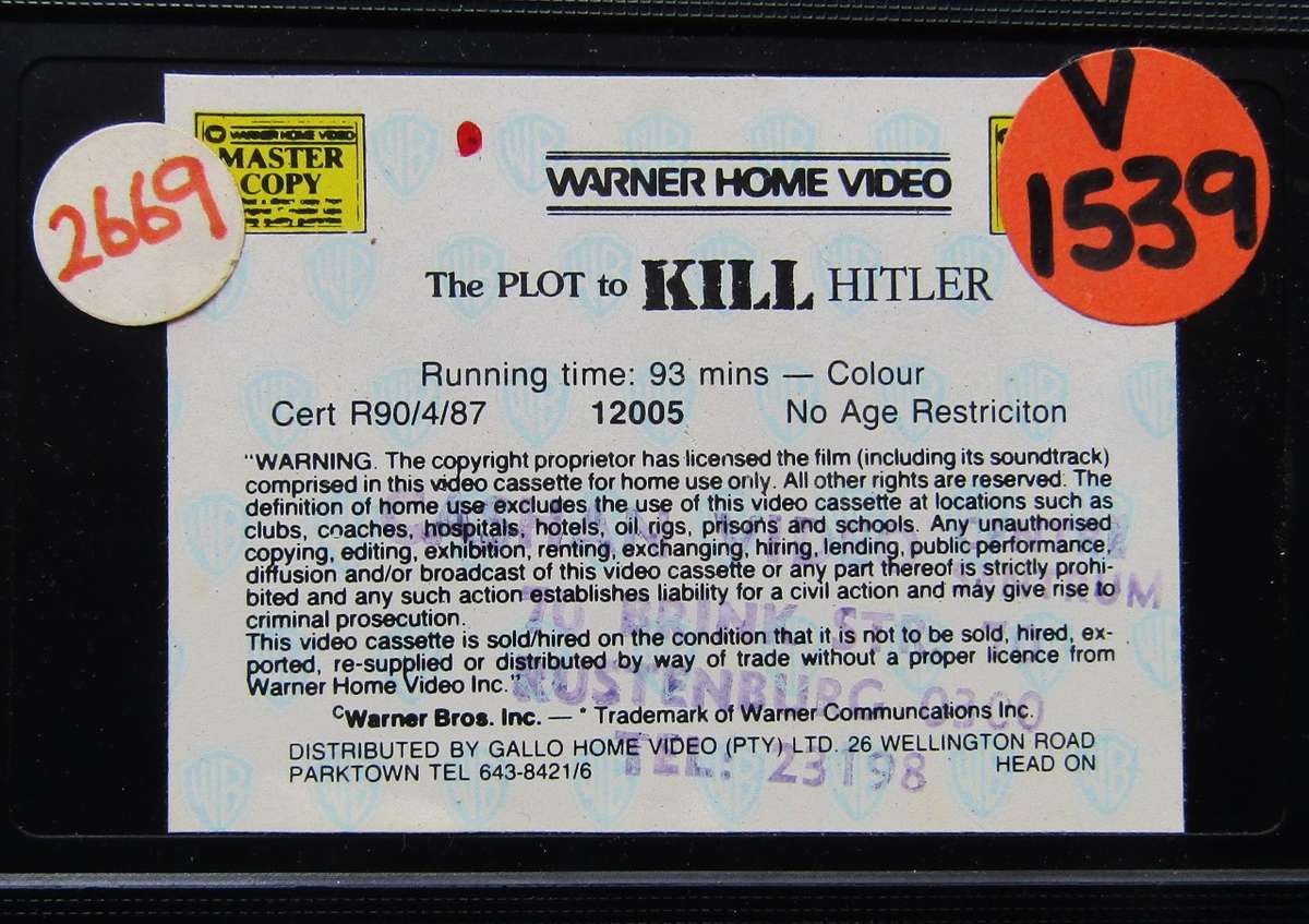 The Plot to Kill Hitler - Movie VHS Tape (1990)