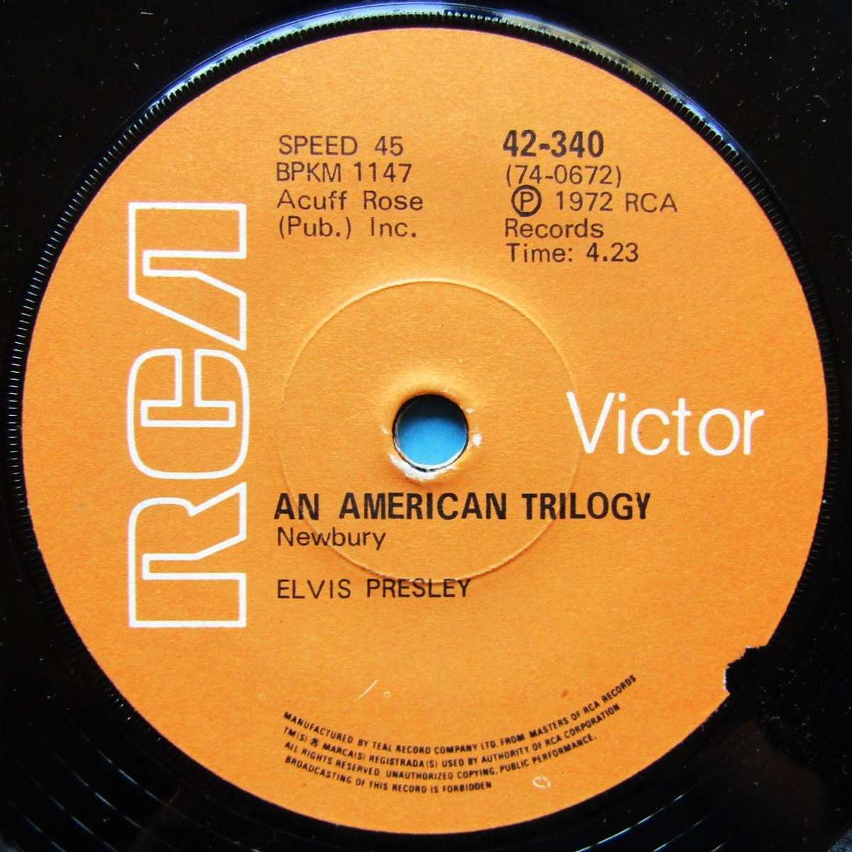 Elvis Presley  An American Trilogy - Vinyl 7