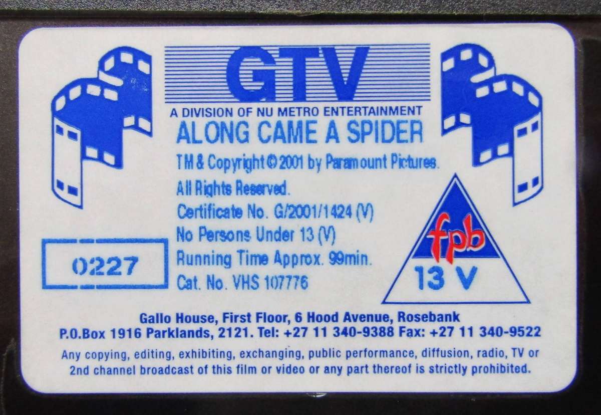 Along Came a Spider - Movie VHS Tape (2001)