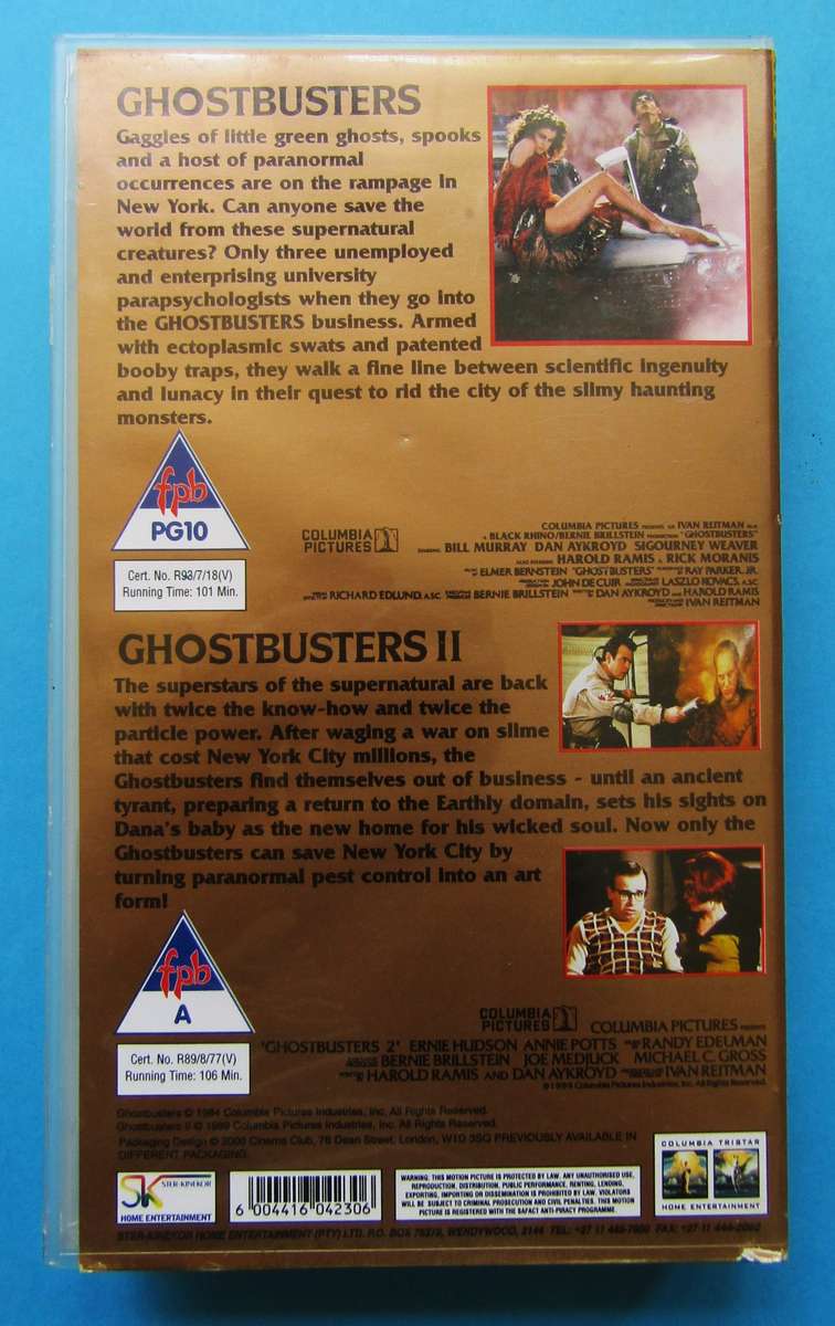 Ghostbusters 1 and 2 - Double Movie VHS Tape (2000)