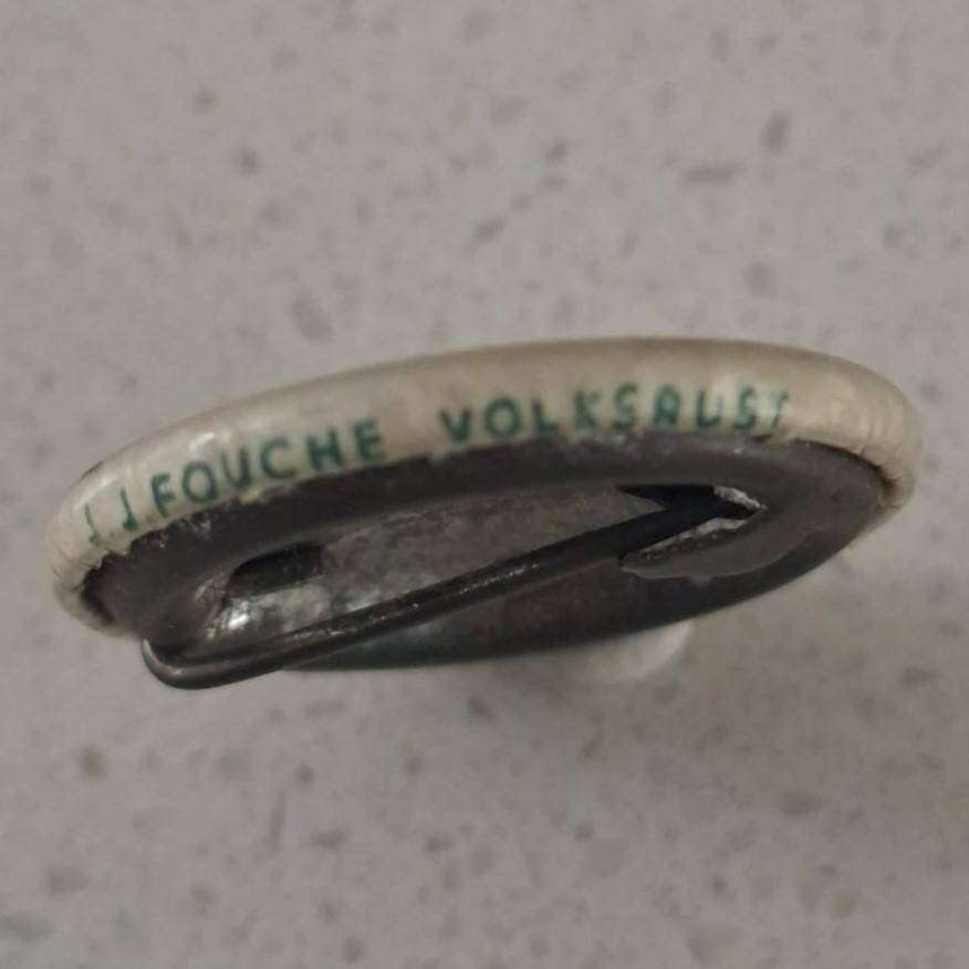 Old ZAR Vierkleur Flag Lapel Pin Badge - Made by JJ Fouche Volksrust