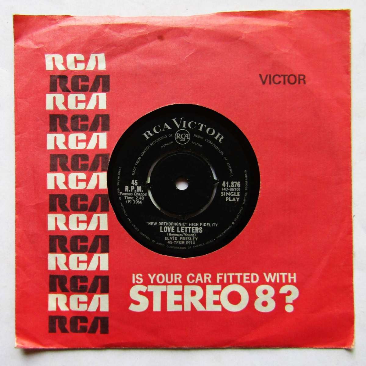 Elvis Presley  Love Letters - Vinyl 7 Single Record (1966)