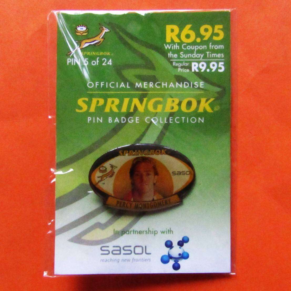 Percy Montgomery Springbok Rugby Pin Badge